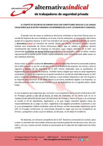 Comunicado Constitución Comité Empresa Securitas Orense