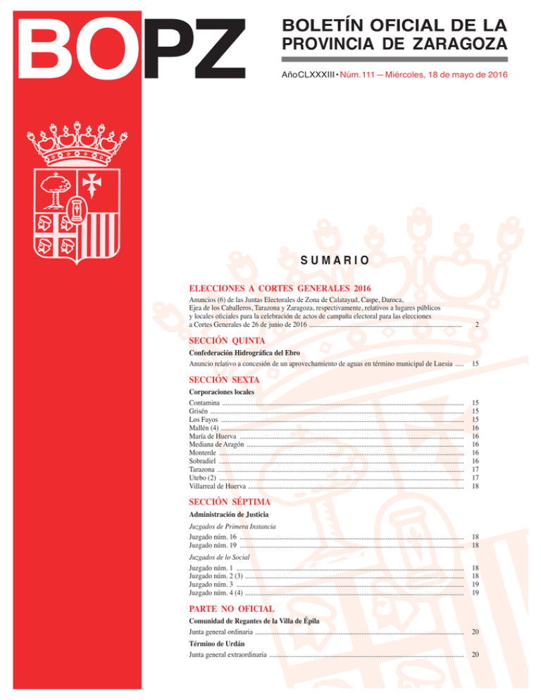 BOLETÍN OFICIAL DE LA PROVINCIA DE ZARAGOZA