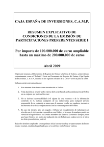CAJA ESPAÑA DE INVERSIONES, C.A.M.P. Por importe de