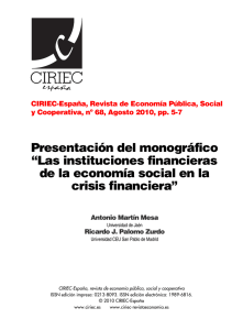 Presentación del monográfico “Las instituciones financieras de la