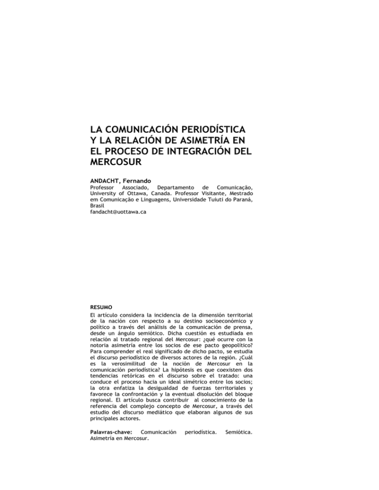 La Comunicaci n Period stica Y La Relaci n De Asimetr a