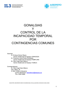 GONALGIAS Y CONTROL DE LA INCAPACIDAD TEMPORAL POR
