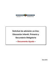 Solicitud de admisión on-line: Educación Infantil, Primaria y