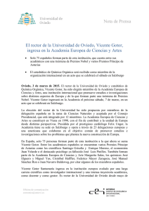Nota de Prensa El rector de la Universidad de Oviedo, Vicente Gotor