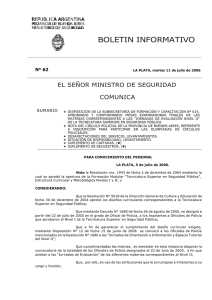 N° 62 - Ministerio de Seguridad Provincia de Buenos Aires