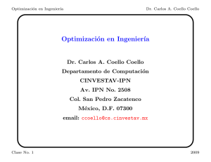 Optimización en Ingenier´ıa - Departamento de Computación