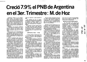 Creció 7.9% el PNB de Argentina en el 3er. Trimestre: M. de Hoz El