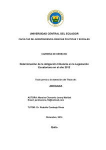 UNIVERSIDAD CENTRAL DEL ECUADOR Determinación de la