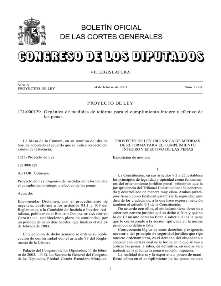 Boletín Oficial De Las Cortes Generales