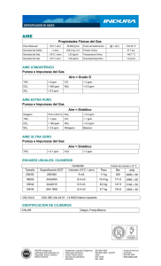 Propiedades Físicas del Gas AIRE ATMOSFÉRICO Pureza e