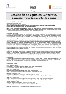 Desalación de aguas de Lanzarote. Operación y mantenimiento de