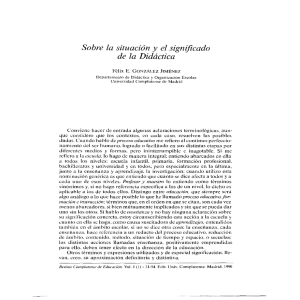 Sobre la situación y el sign¿ficado de la Didáctica