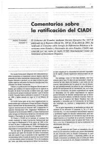 Comentarios sobre la ratificación del CIADI