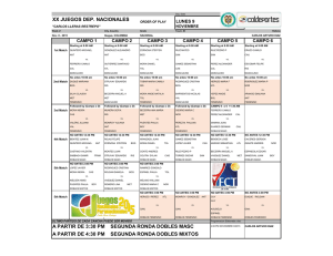 xx juegos dep. nacionales a partir de 3:30 pm segunda ronda