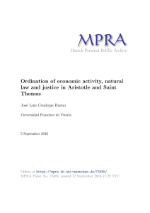 Ordination of economic activity, natural law and justice in Aristotle