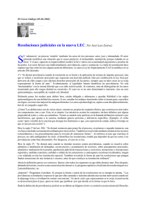 Resoluciones judiciales en la nueva LEC. Por José Lois Estévez