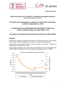 Indicadores Demográficos Básicos - Instituto Nacional de Estadistica.