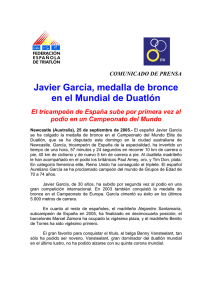 Javier García, medalla de bronce en el Mundial de Duatlón
