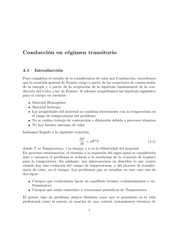 Conducción en régimen transitorio Conducción en régimen transitorio