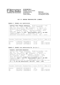 EJC 15: MÁXIMA VEROSIMILITUD (LIMDEP) Modelo 1: Modelo sin