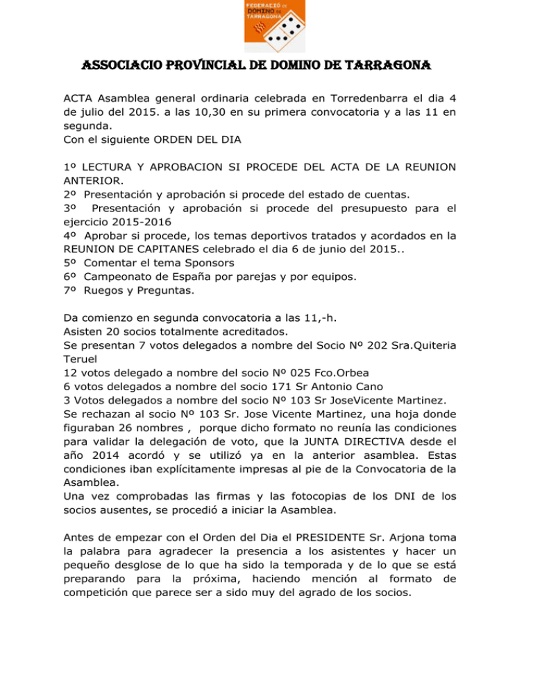 ASSOCIACIO PROVINCIAL DE DOMINO DE TARRAGONA