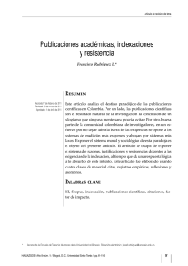 Publicaciones académicas, indexaciones y resistencia