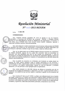 Resolución Ministerial N° 063-2012-MINAM
