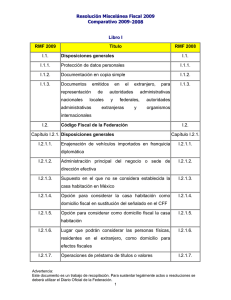 Comparativo 2009-2008 de la Resolución Miscelánea Fiscal