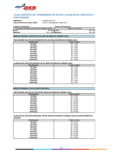 Tarifas SERVICIO DE TRANSMISIÓN DE DATOS