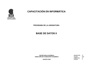 BASE DE DATOS II - PROGRAMA DE ASIGNATURA