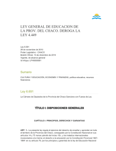 LEY GENERAL DE EDUCACION DE LA PROV. DEL CHACO