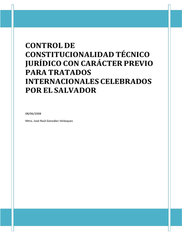 Control De Constitucionalidad Técnico Jurídico Con Carácter Previo