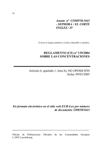 Asunto n° COMP/M.3643 - SEPHORA / EL CORTE INGLES / JV