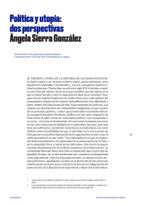 Política y utopía: dos perspectivas Ángela Sierra González