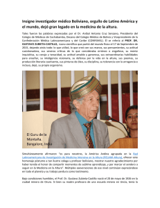 Insigne investigador médico Boliviano, orgullo de Latino