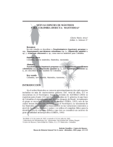 nuevas especies de mántidos para colombia - Bio