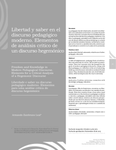 Libertad y saber en el discurso pedagógico moderno. Elementos de