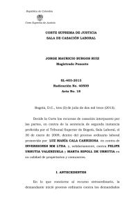 CORTE SUPREMA DE JUSTICIA SALA DE CASACIÓN LABORAL