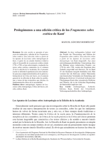 Prolegómenos a una edición crítica de los Fragmentos sobre