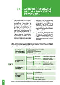 2.2. ACTIVIDAD SANITARIA DE LOS SERVICIOS DE PREVENCIÓN