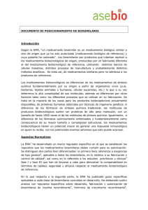 Documento de posición de biosimilares de ASEBIO