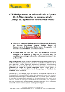 CORREOS presenta un sello dedicado a España 2015