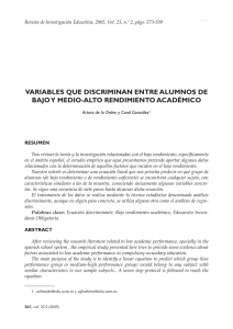 Variables que discriminan entre alumnos de bajo y medio