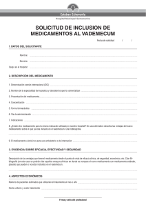 SOLICITUD DE INCLUSION DE MEDICAMENTOS AL VADEMECUM