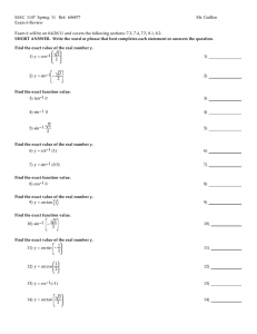 MAC 1147 Spring 11 Ref: 606877 Mr. Guillen Exam 6 Review Exam