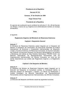 Presidencia de la República Decreto Nº 372 Caracas, 07 de
