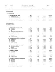 Presupuestos vías - Precios 2004 01