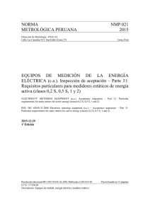 NORMA NMP 021 METROL&Oacute;GICA PERUANA 2015 EQUIPOS DE