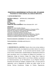 Defensa del Consumidor - Pontificia Universidad Católica del Ecuador