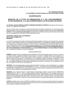 INCORPORACIÓN MUNICIPAL DE LA ETAPA DE URBANIZACIÓN